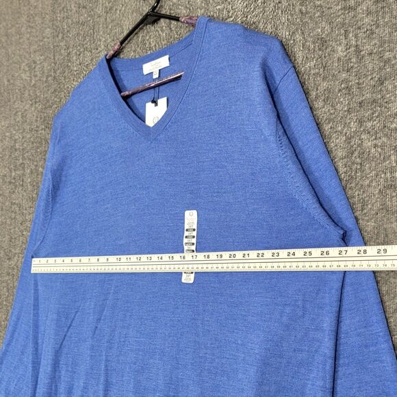 Turnbury Sweater Mens 3XT Blue Extra Fine Merino Wool V-Neck Pullover - Picture 5 of 12